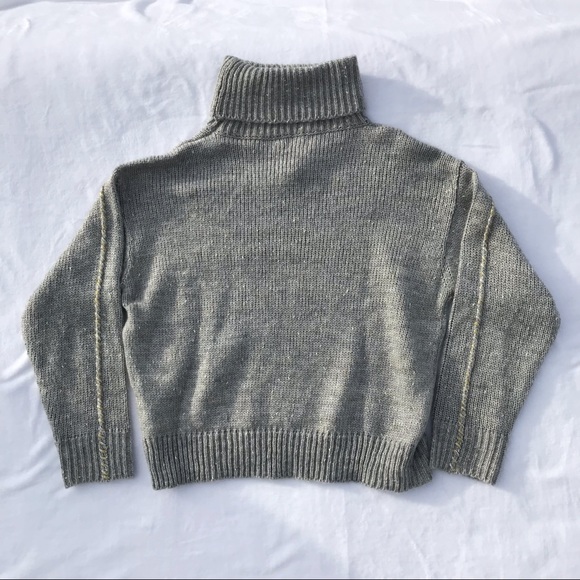 Dee Elly Grey Woven Turtleneck Pullover Sweater - Picture 3 of 12